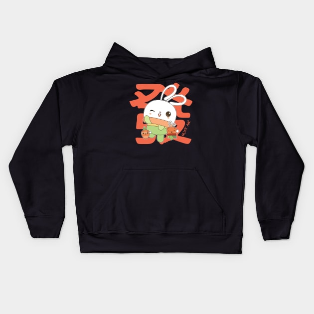 Huat Huat Bunny Succulent - HUAT AH!!! (Red) Kids Hoodie by Plenty Plantee